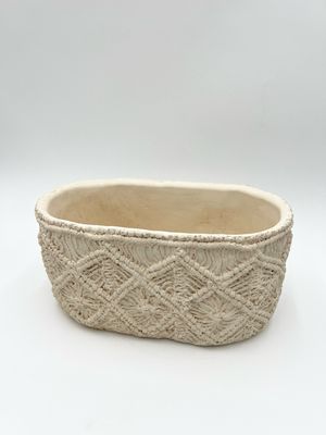 BOHO MACRAME STYLE OVAL POT 10.5" L