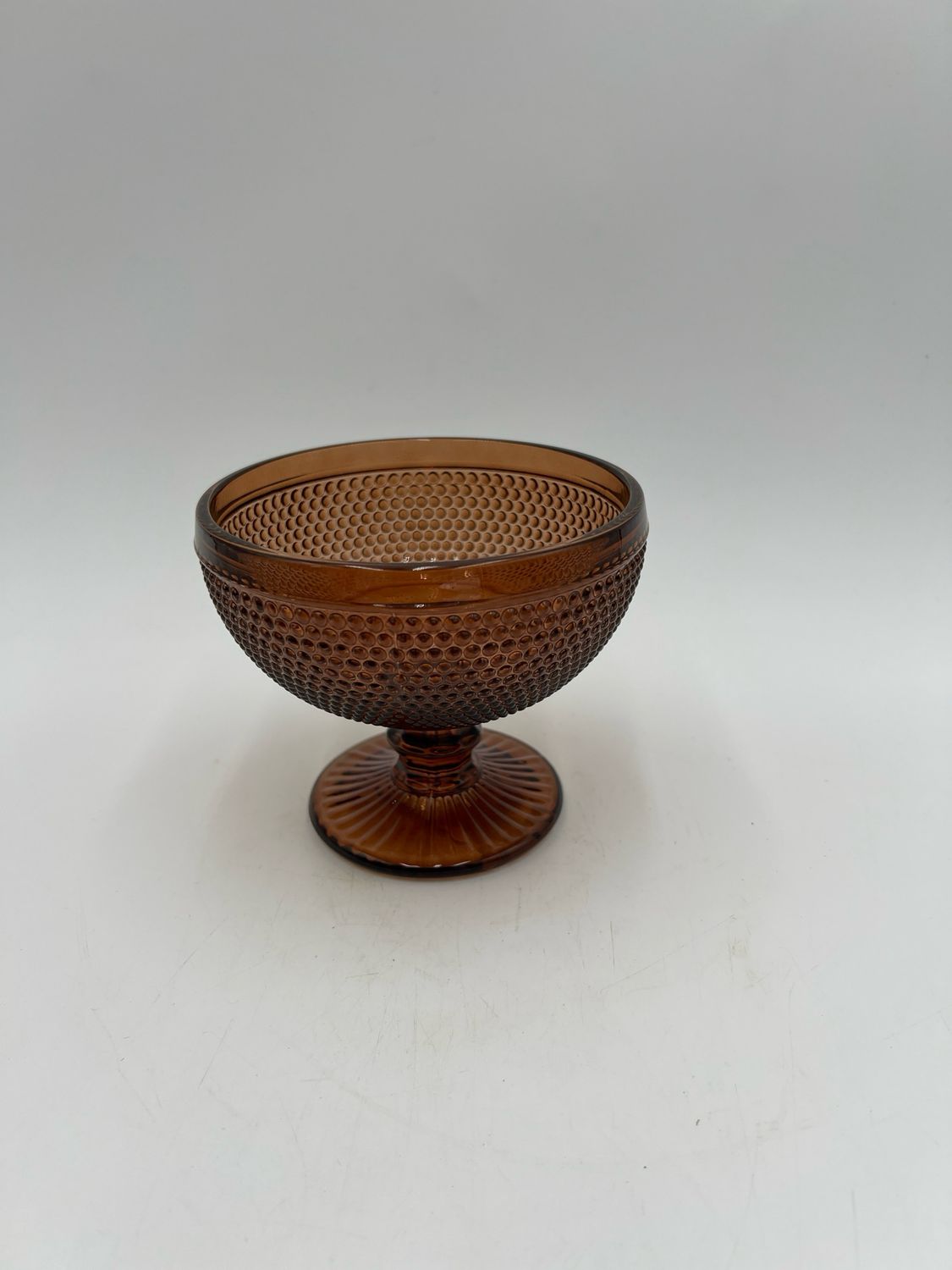 BROWN GLASS COMPOTE 4.5"