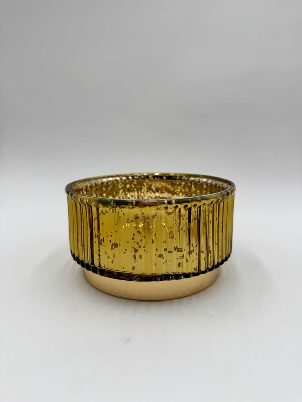 GOLD GLASS LOW DISH 6" D
