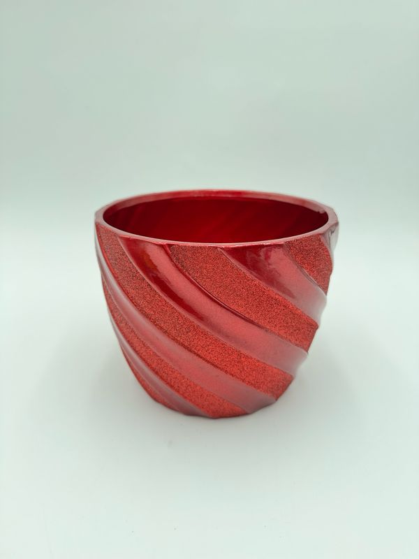 RED SPARKLE SWIRL PLANTER