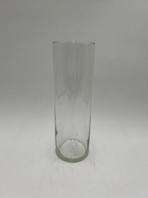 CLEAR GLASS CYLINDER VASE 10.5" H