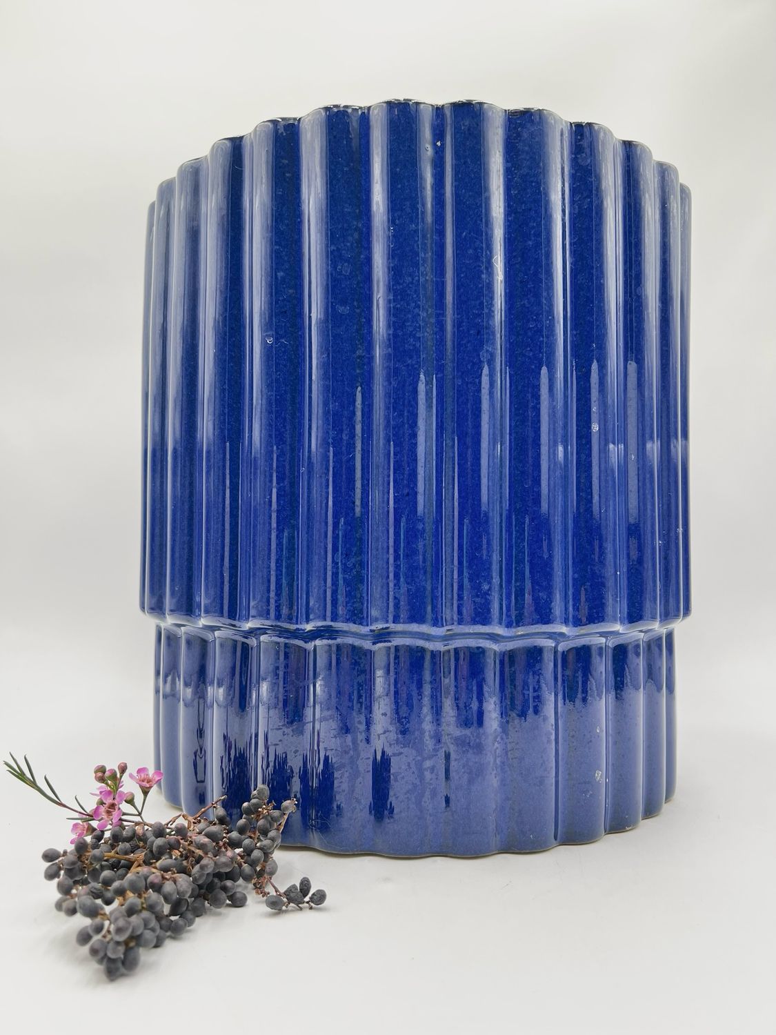 COBALT SCALLOPED PLANTER 12"