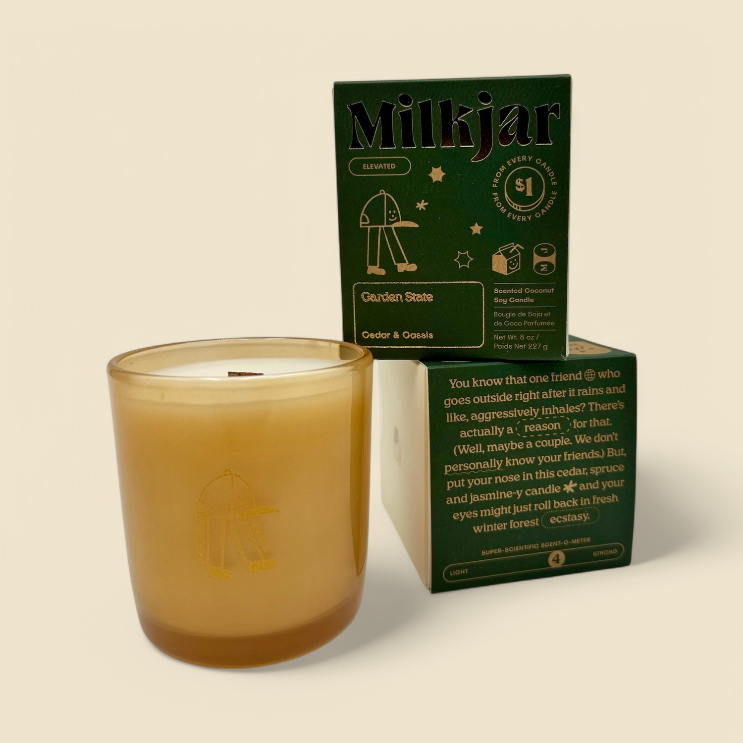 MILK JAR GARDEN STATE CANDLE 8OZ WOOD WICK