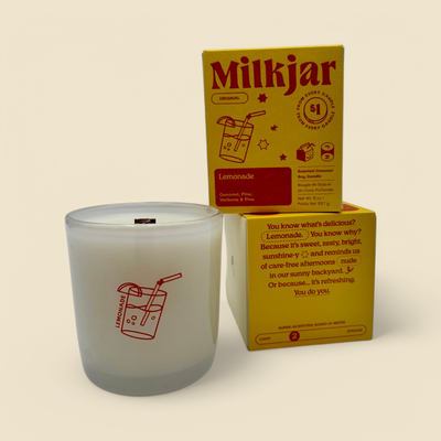 MILK JAR LEMONADE CANDLE 8OZ WOOD WICK