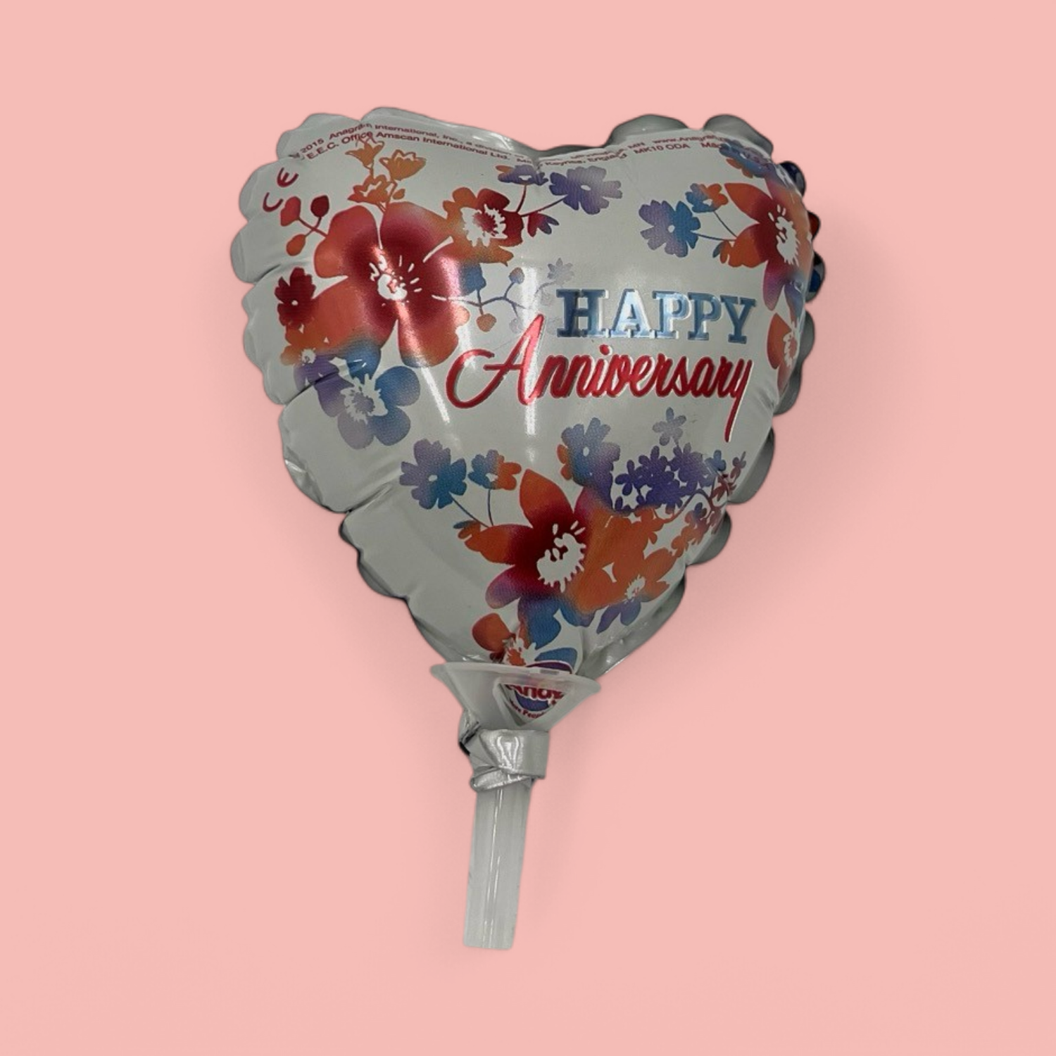 HAPPY ANNIVERSARY PEARL HEART MYLAR BALLOON 3”