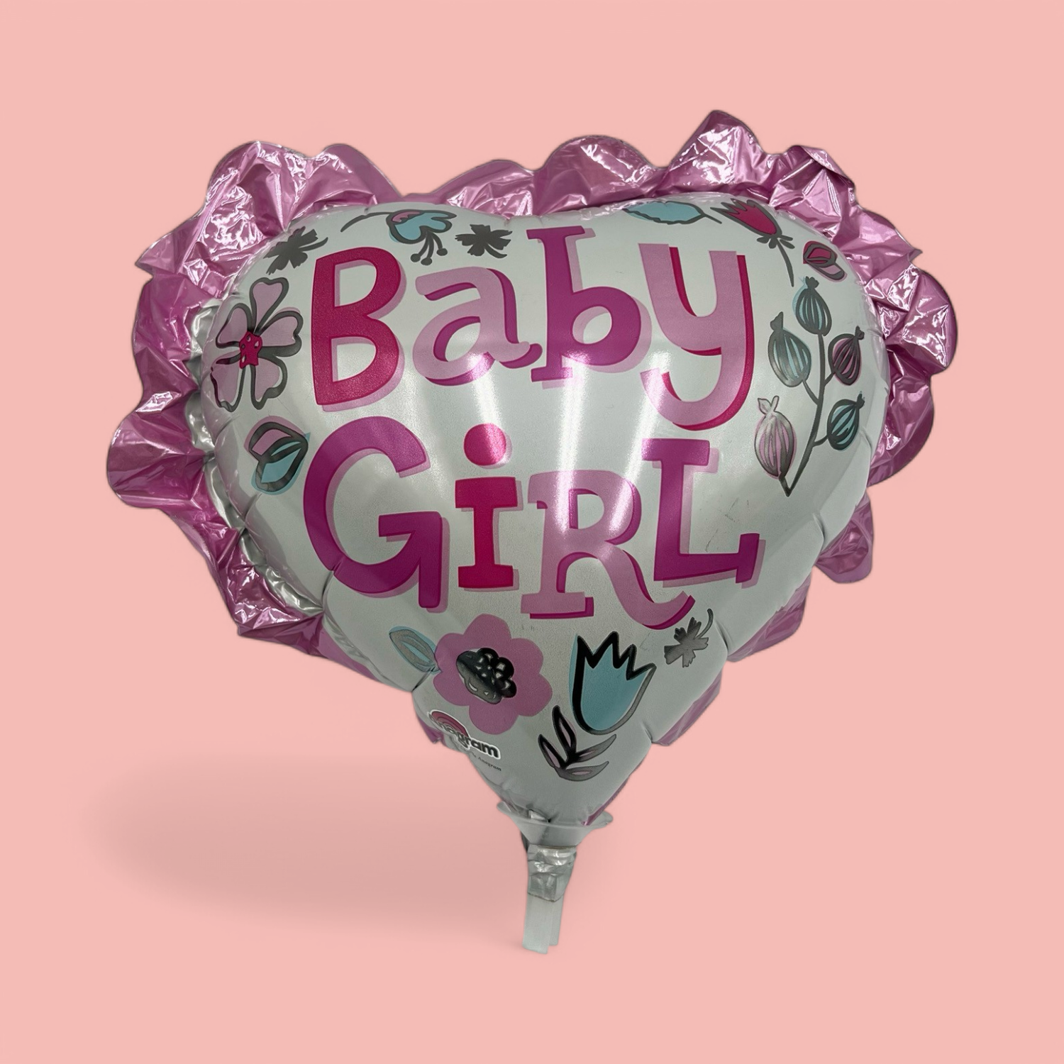 BABY GIRL FRILLY 10" HEART MYLAR BALLOON