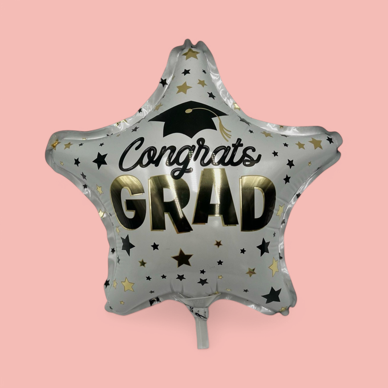 CONGRATS GRAD GOLD STAR MYLAR BALLOON 6”