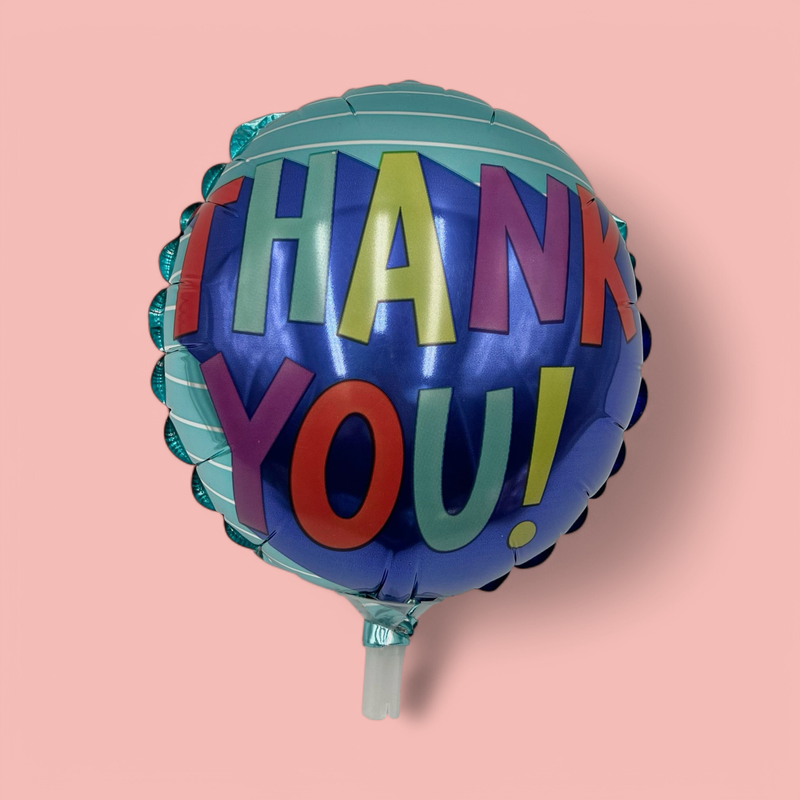 THANK YOU TEAL & BLUE COLOR BLOCK MYLAR BALLOON 6”
