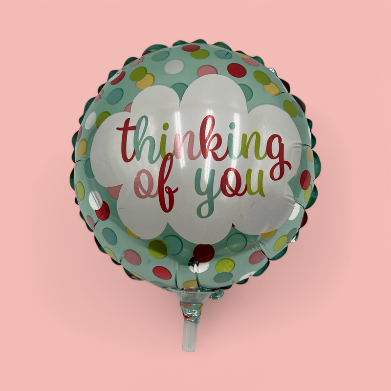 THINKING OF YOU MULTICOLOR POLKA DOT MYLAR BALLOON 6”