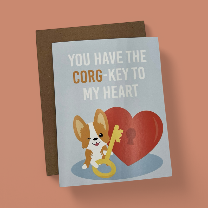 CORG-KEY TO MY HEART GREETING CARD