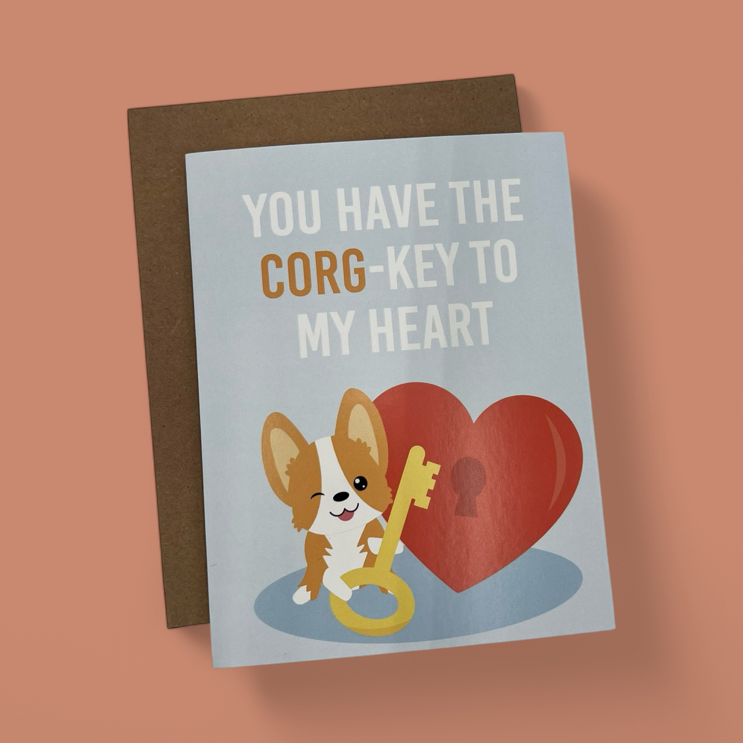 CORG-KEY TO MY HEART GREETING CARD