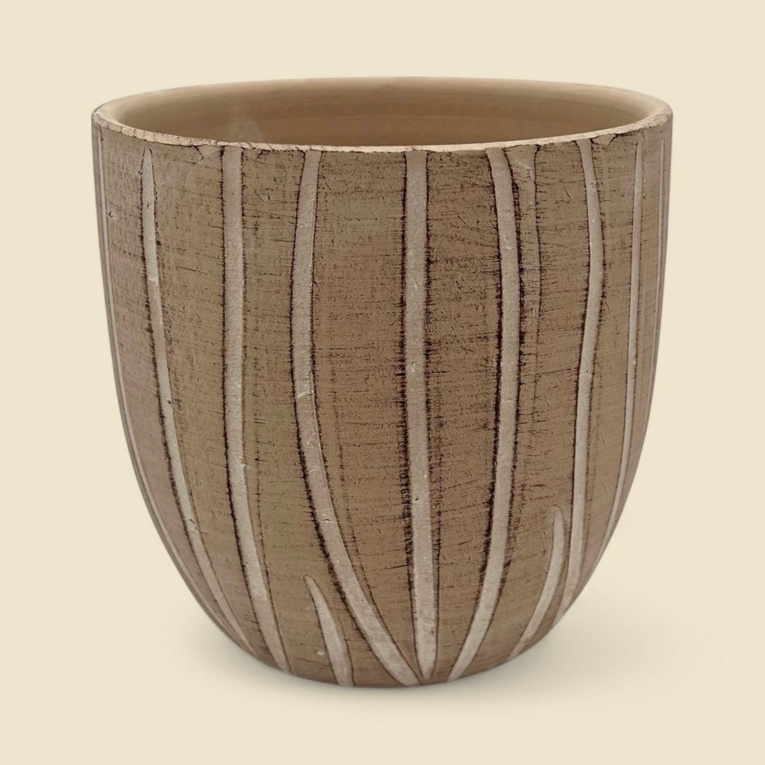 ARIZONA GROOVE ANTIQUE WHITE POT 5"