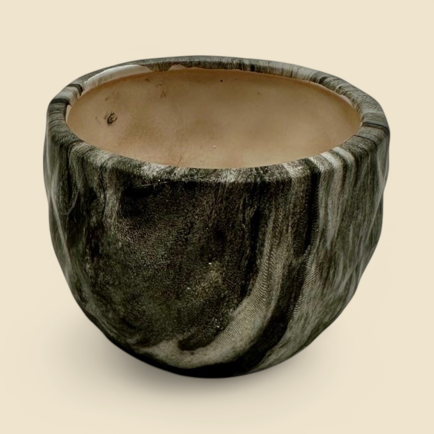 MARBLED BLACK POT W/ DRAINAGE 3"