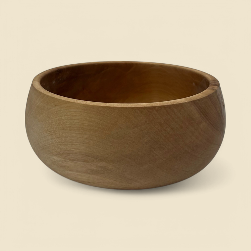 HAND TURNED SPRUCE WOOD LOW BOWL 5.25"