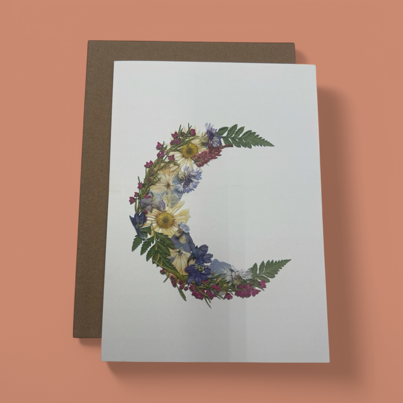 MOON DRIED FLOWER GREETING CARD