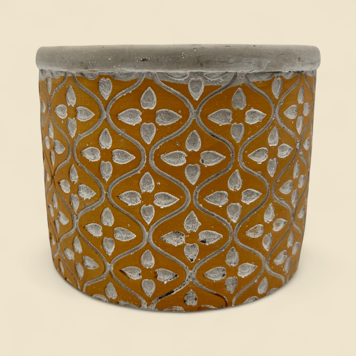 EMBOSSED CEMENT CONTAINER ORANGE 4.75"