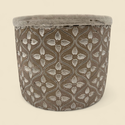 EMBOSSED CEMENT CONTAINER GREY 6.5"