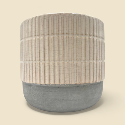 WHITE/SANDY ROUND POT 6"