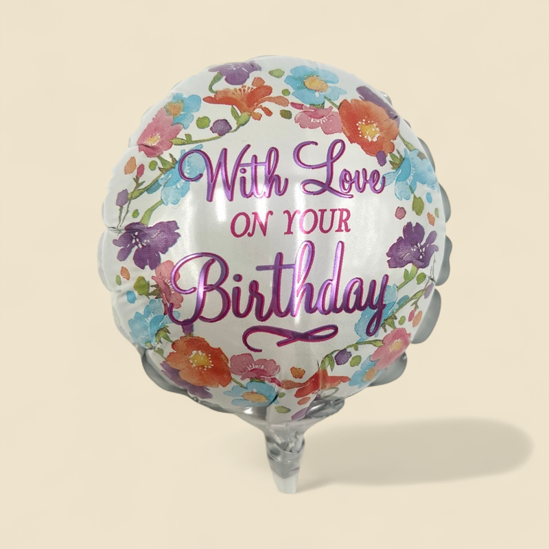 WITH LOVE ON YOUR BIRTHDAY 3.5 WITH LOVE ON YOUR BIRTHDAY 3.5" MINI MYLAR BALLOON