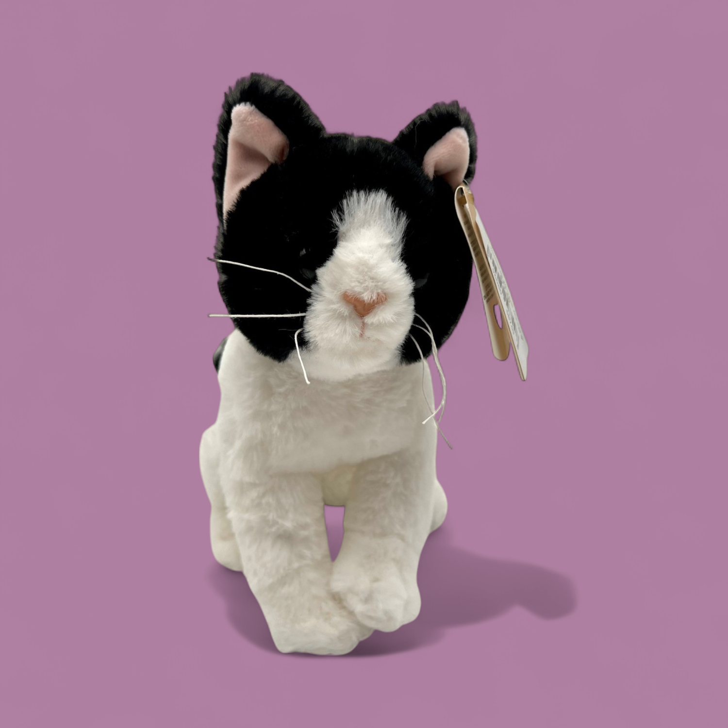 GANZ WHISKERS WHITE/BLACK CAT 9"