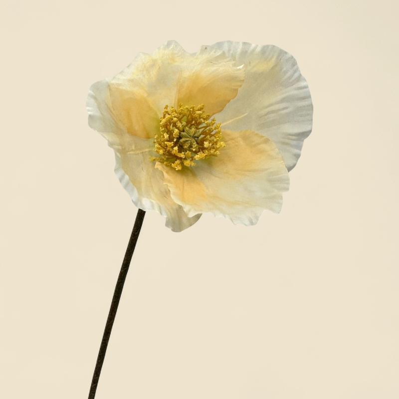 FAUX POPPY STEM – CREAM