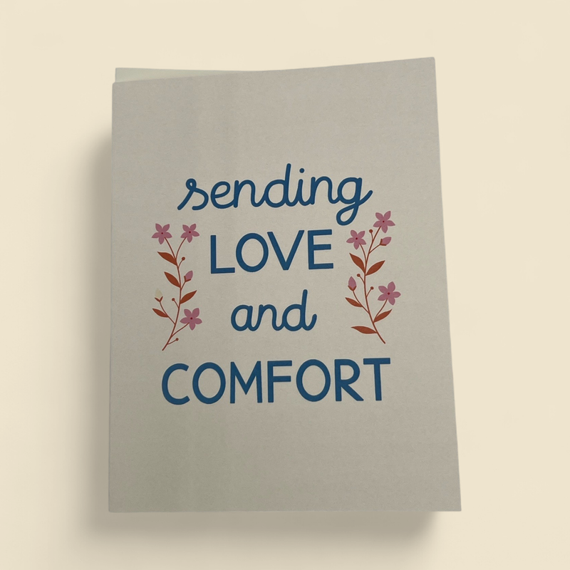 LOVE AND COMFORT WHITE GREETING CARD
