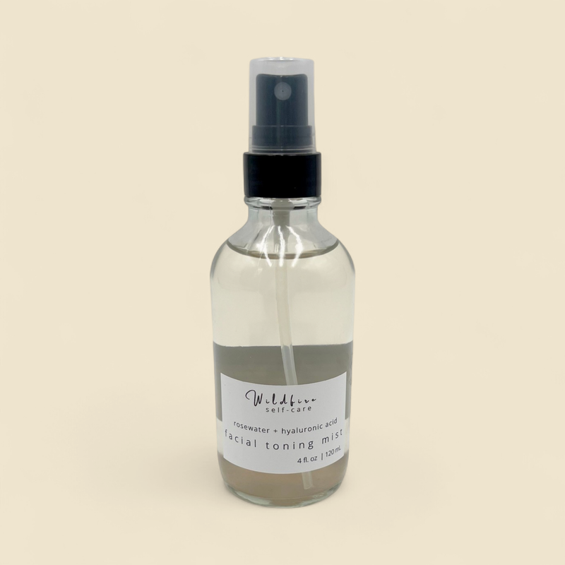 WILDFIRE SELF-CARE ROSEWATER + HYALURONIC ACID FACIAL TONING MIST 4 OZ