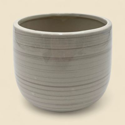 BRUSHSTROKE EFFECT GREY POT 4"