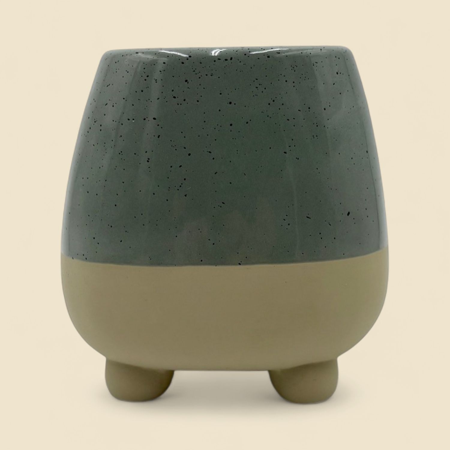 FOOTED SPECKLE SAGE POT 5"