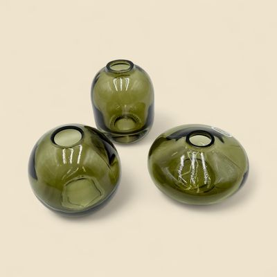 TINTED MOSS GREEN BUD VASE ASSORTED TINTED MOSS GREEN BUD VASE ASSORTED