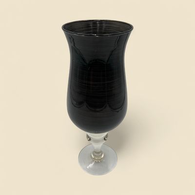 BLACK PEDESTAL VASE 12 BLACK PEDESTAL VASE 12"