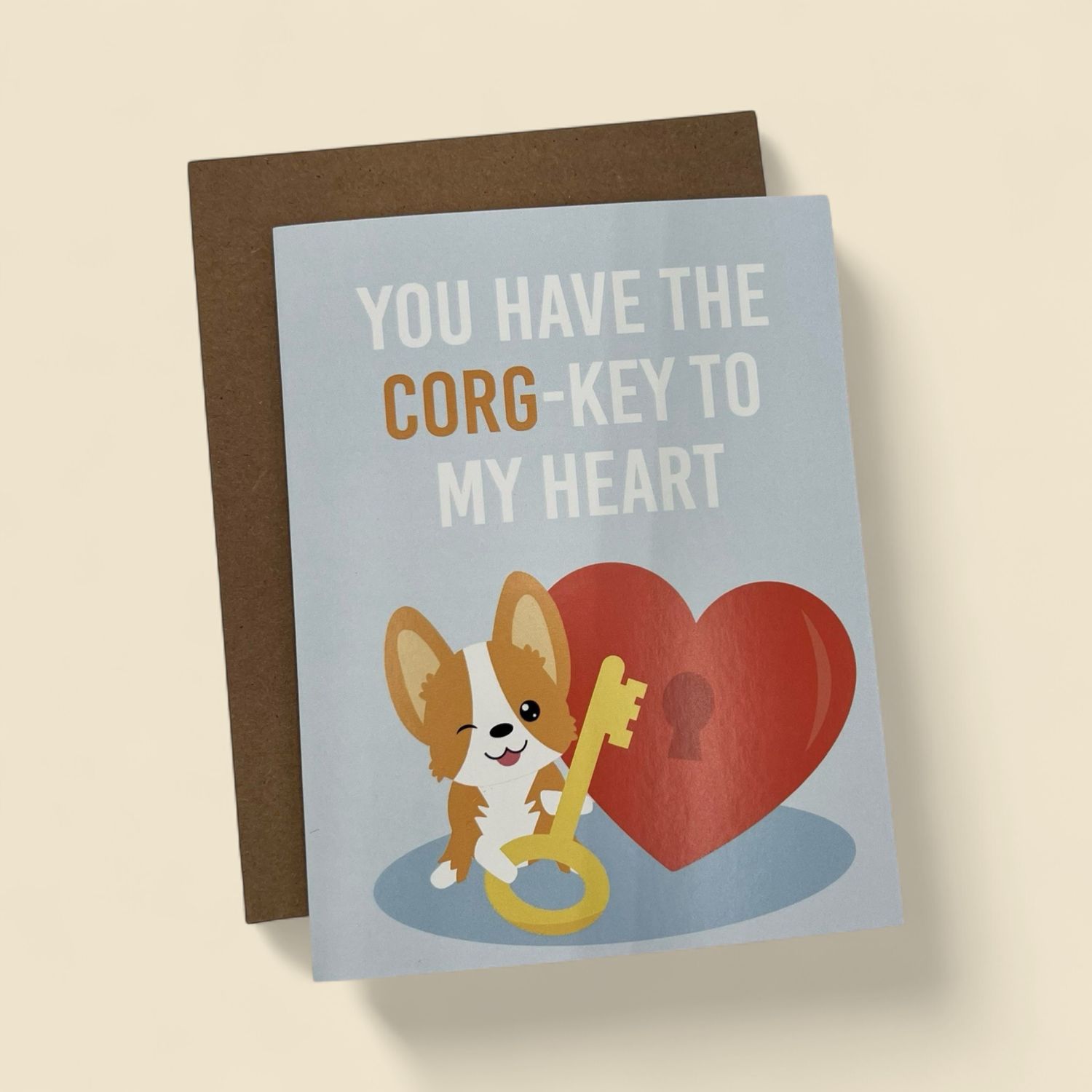 CORG-KEY TO MY HEART GREETING CARD