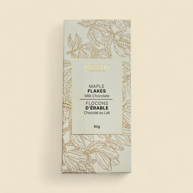 ROUSSEAU CHOCOLATIER MAPLE FLAKES ARTISAN CHOCOLATE BAR