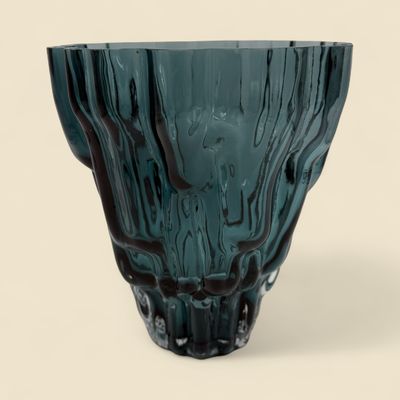 BLUE VOLCANO SHAPED VASE 10 BLUE VOLCANO SHAPED VASE 10" H