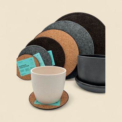 EVERSPRING NATURAL ROUND CORK & FABRIC SURFACE PROTECTOR PLANT MAT, ASSORTED SIZES