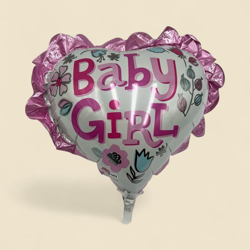 BABY GIRL FRILLY HEART 10 BABY GIRL FRILLY HEART 10" MYLAR BALLOON