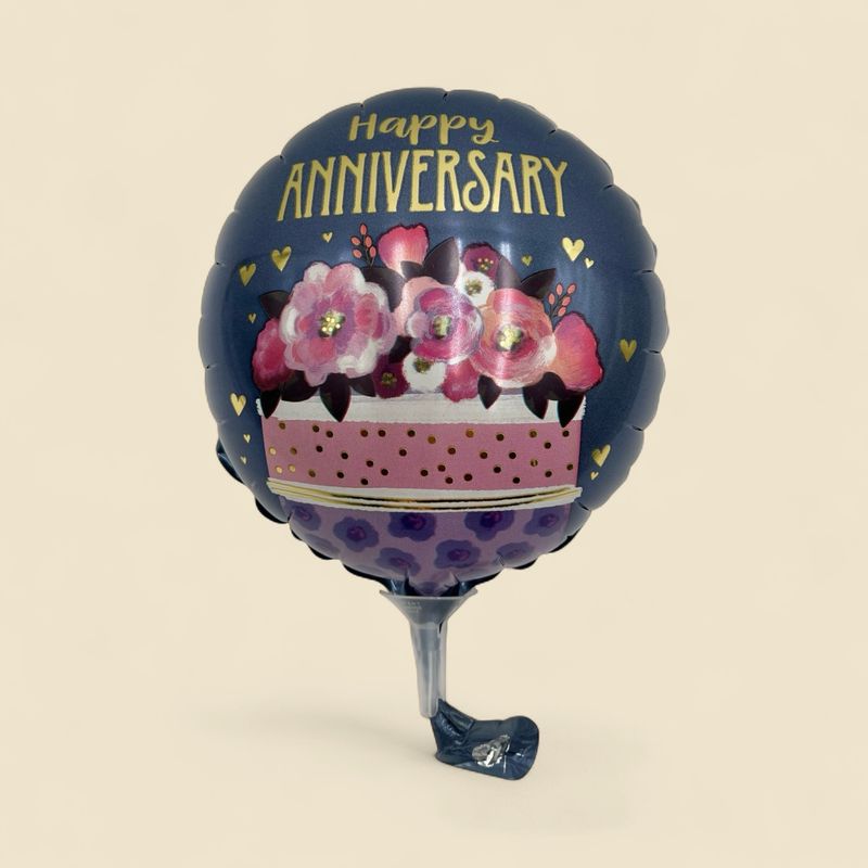 HAPPY ANNIVERSARY WITH CAKE 7 HAPPY ANNIVERSARY WITH CAKE 7" MYLAR BALLOON