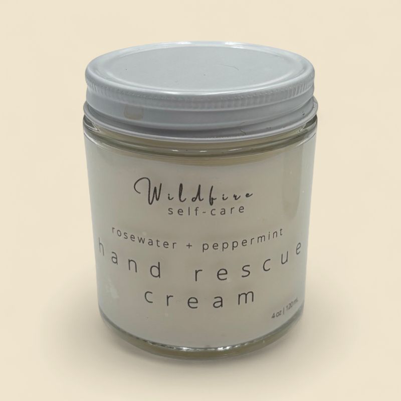 WILDFIRE SELF-CARE ROSE WATER + PEPPERMINT HAND RESCUE CREAM 4 OZ