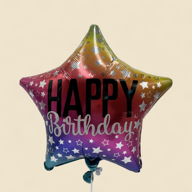 HAPPY BIRTHDAY STAR 17 HAPPY BIRTHDAY STAR 17" HELIUM FILLED MYLAR BALLOON