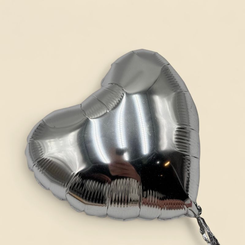 SILVER HEART 7 SILVER HEART 7" MYLAR BALLOON