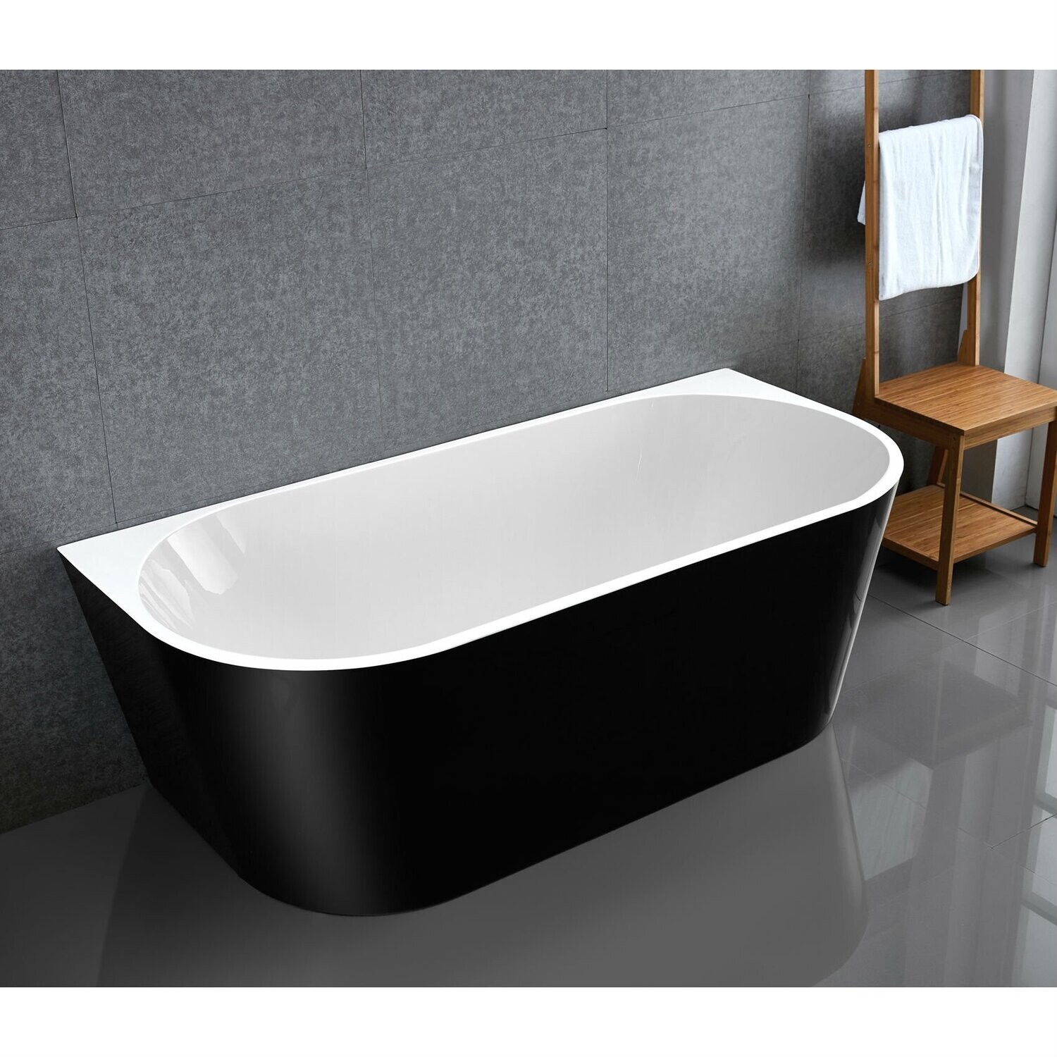 Alexia Black/White Freestanding Bath 1300mm