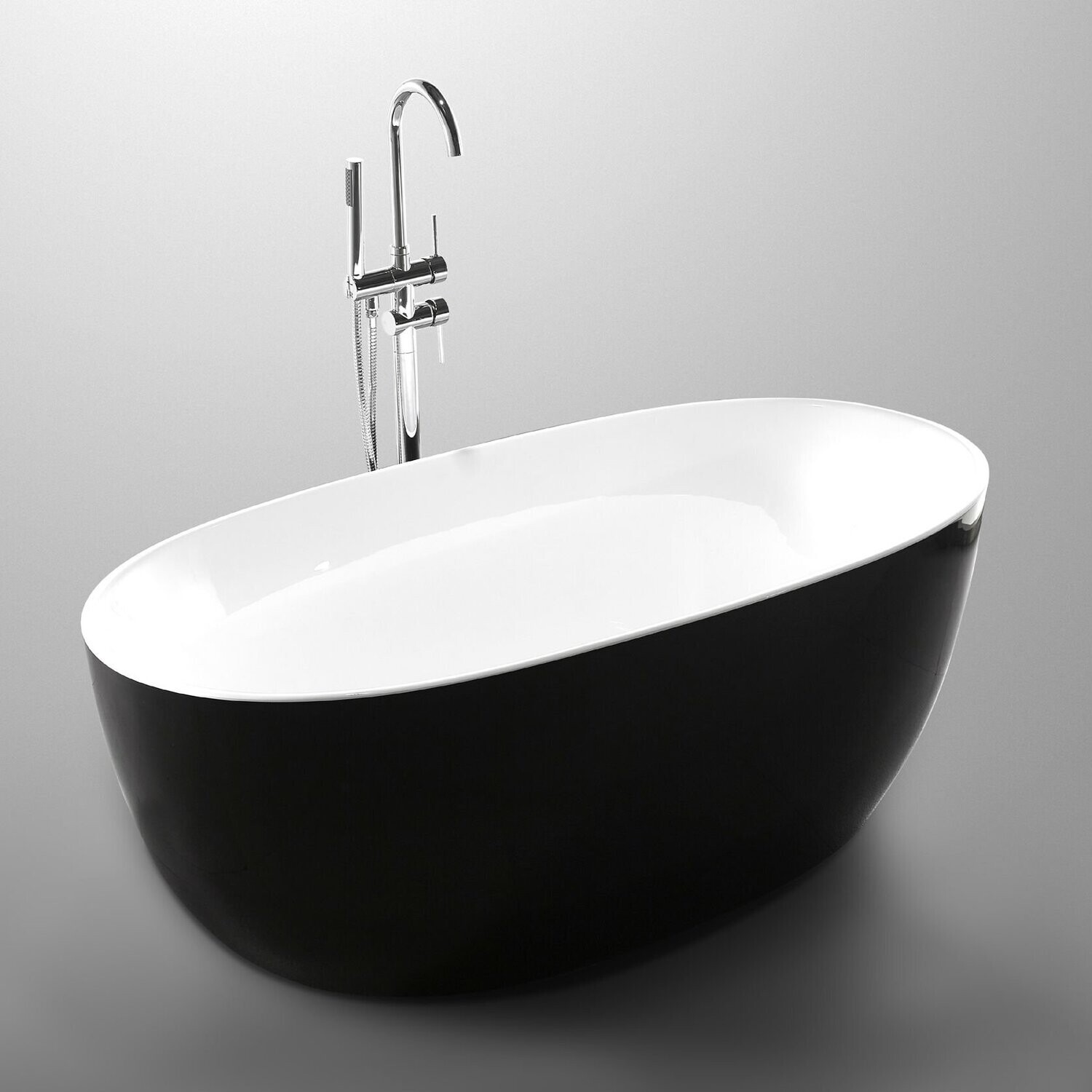 Lorenzo Black/White Freestanding Bath 1500mm