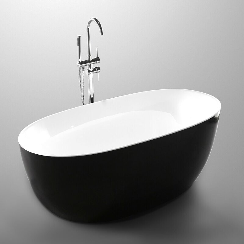Lorenzo Black/White Freestanding Bath 1500mm