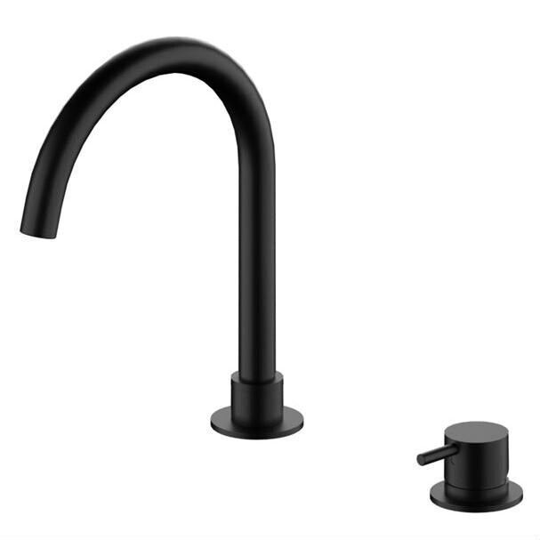 Mecca Hob Basin Mixer Round Spout Matte Black