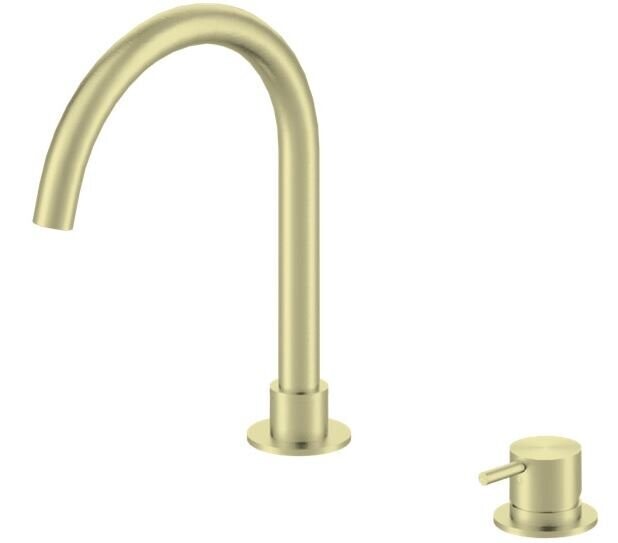 Mecca Hob Basin Mixer Round Spout Brushed Gold
