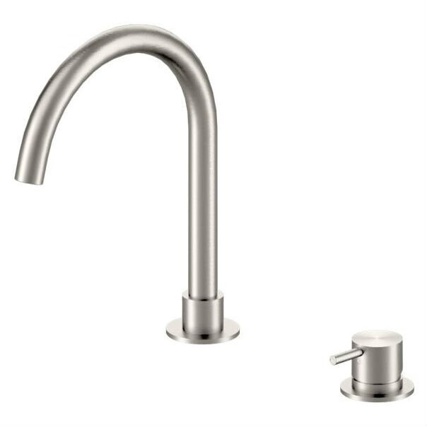 Mecca Hob Basin Mixer Round Spout Brushed Nickel
