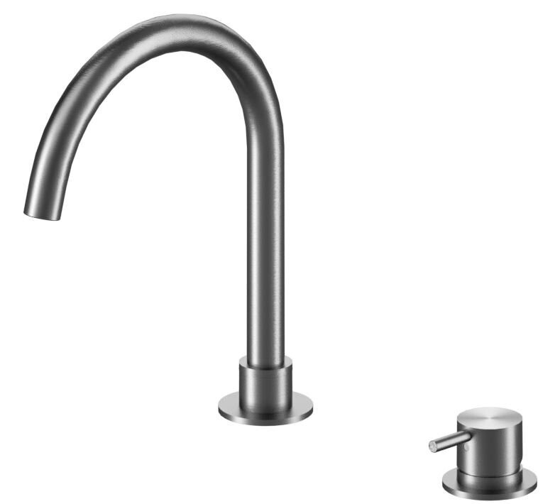 Mecca Hob Basin Mixer Round Spout Gun Metal