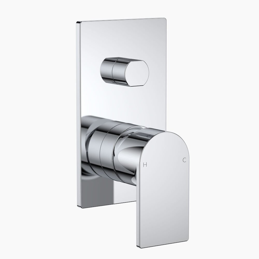 Round Square Wall Mixer With Diverter - Chrome