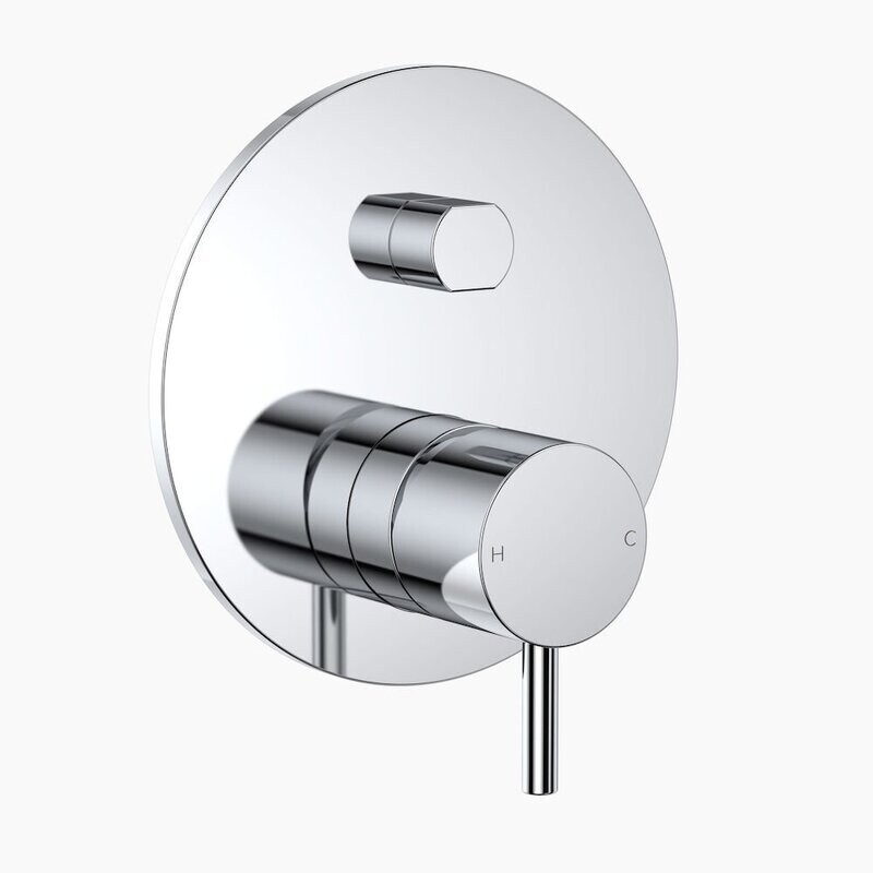 Round Pin Wall Mixer With Diverter - Chrome