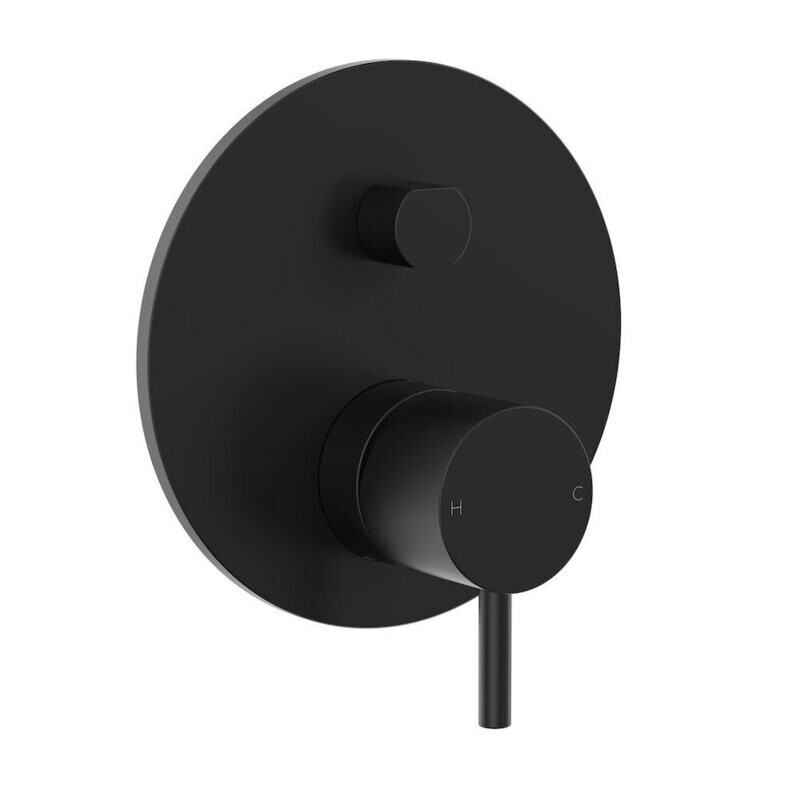Round Pin Wall Mixer With Diverter - Matte Black